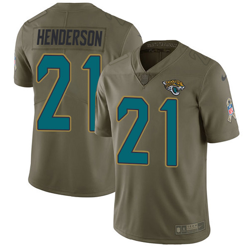 Jacksonville Jaguars #21 C.J. Henderson Olive Youth Stitched NFL Limited 2017 Salute To Service Jersey->youth nfl jersey->Youth Jersey